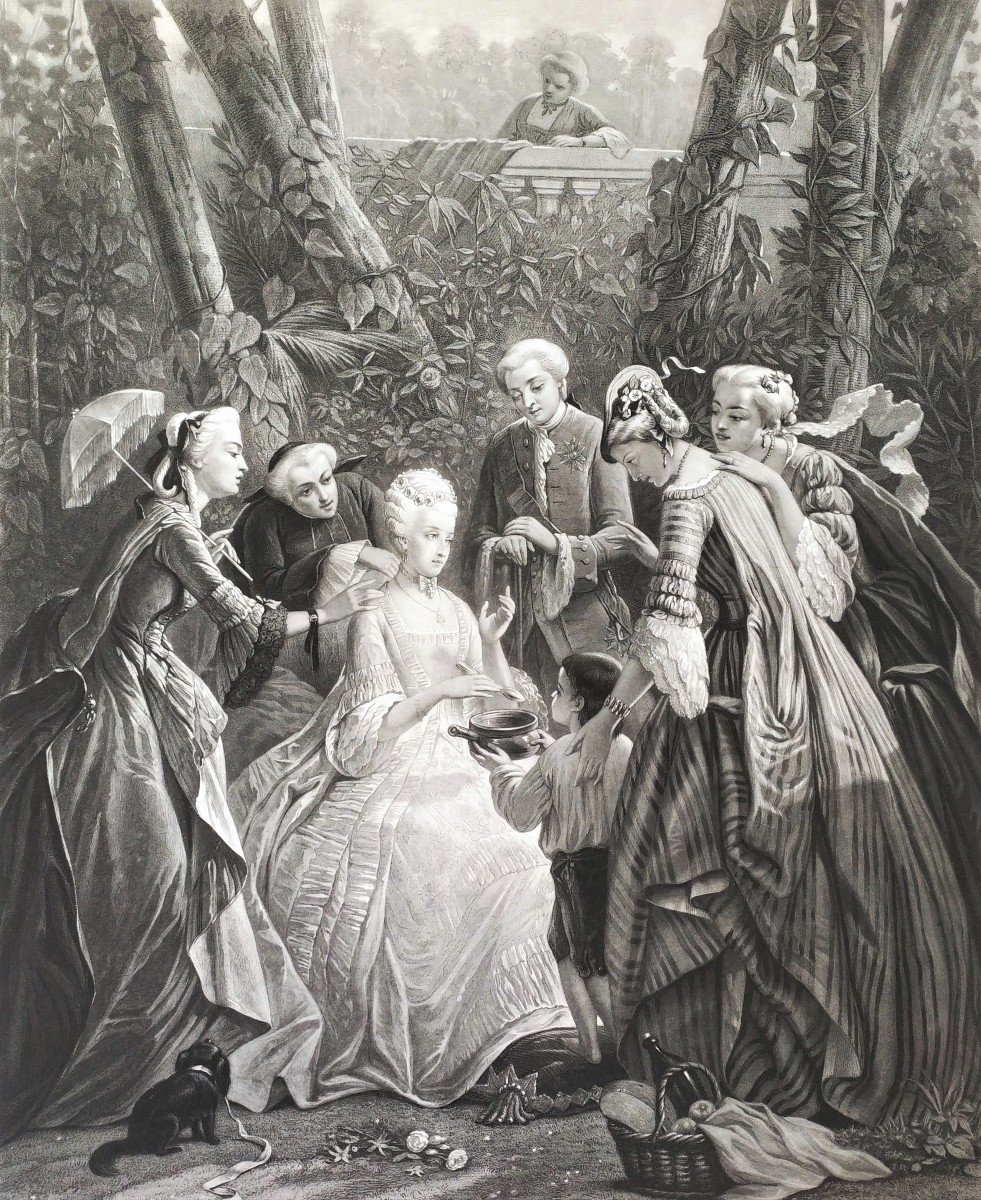 Gravure Marie-antoinette Au Petit Trianon 