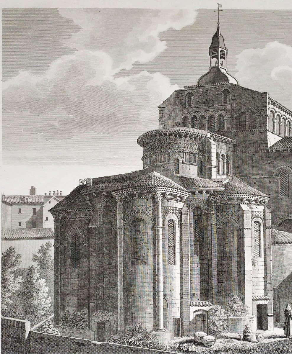 Architecture Etching  Auvergne Clermont Church Of Notre-dame Du Port-photo-1