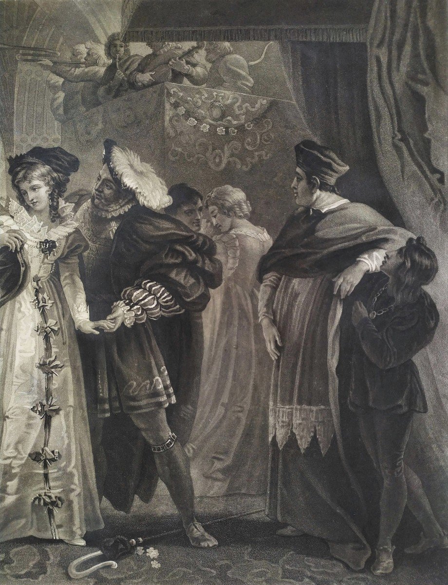 Anne Boleyn And Henry VIII Engraving By Jazet After Stolhard-photo-3