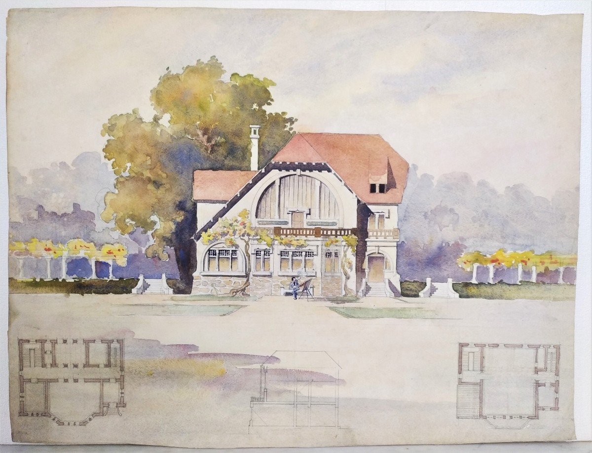 Architectural Drawing House Artist Studio Watercolor-photo-3