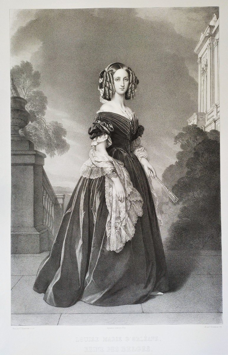 Reine De Belgique Louise Marie d'Orléans Lithographie d'Après Winterhalter-photo-3