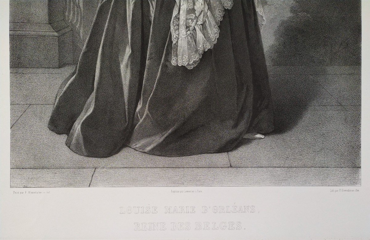 Queen Of Belgium Louise Marie d'Orléans Lithograph After Winterhalter-photo-4