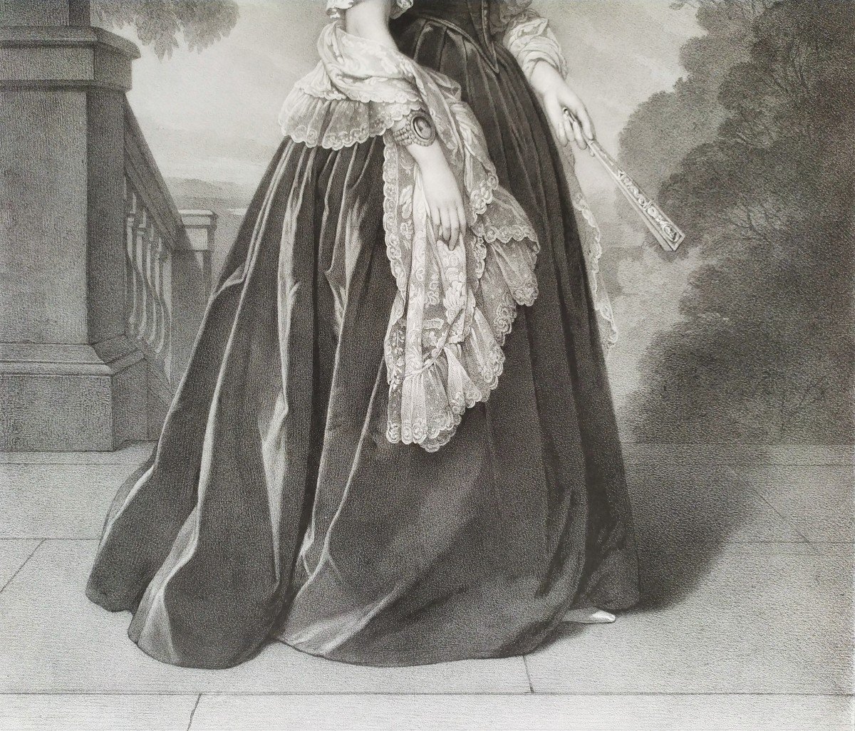 Queen Of Belgium Louise Marie d'Orléans Lithograph After Winterhalter-photo-3