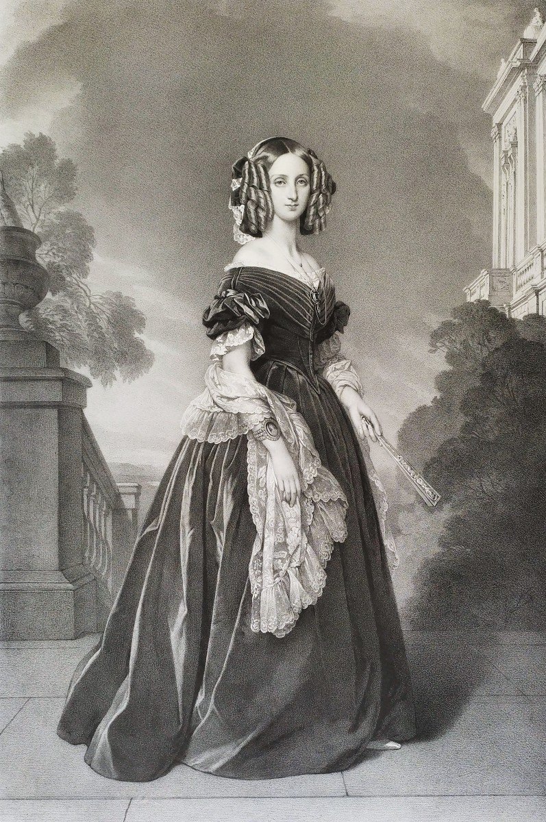 Reine De Belgique Louise Marie d'Orléans Lithographie d'Après Winterhalter