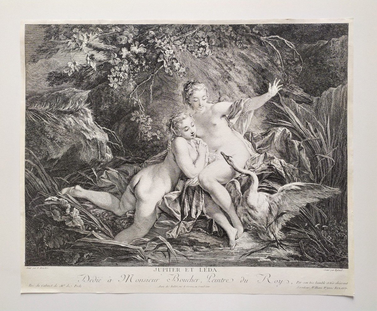 Nu Jupiter Et Léda Gravure Mythologique d'Après F. Boucher-photo-2
