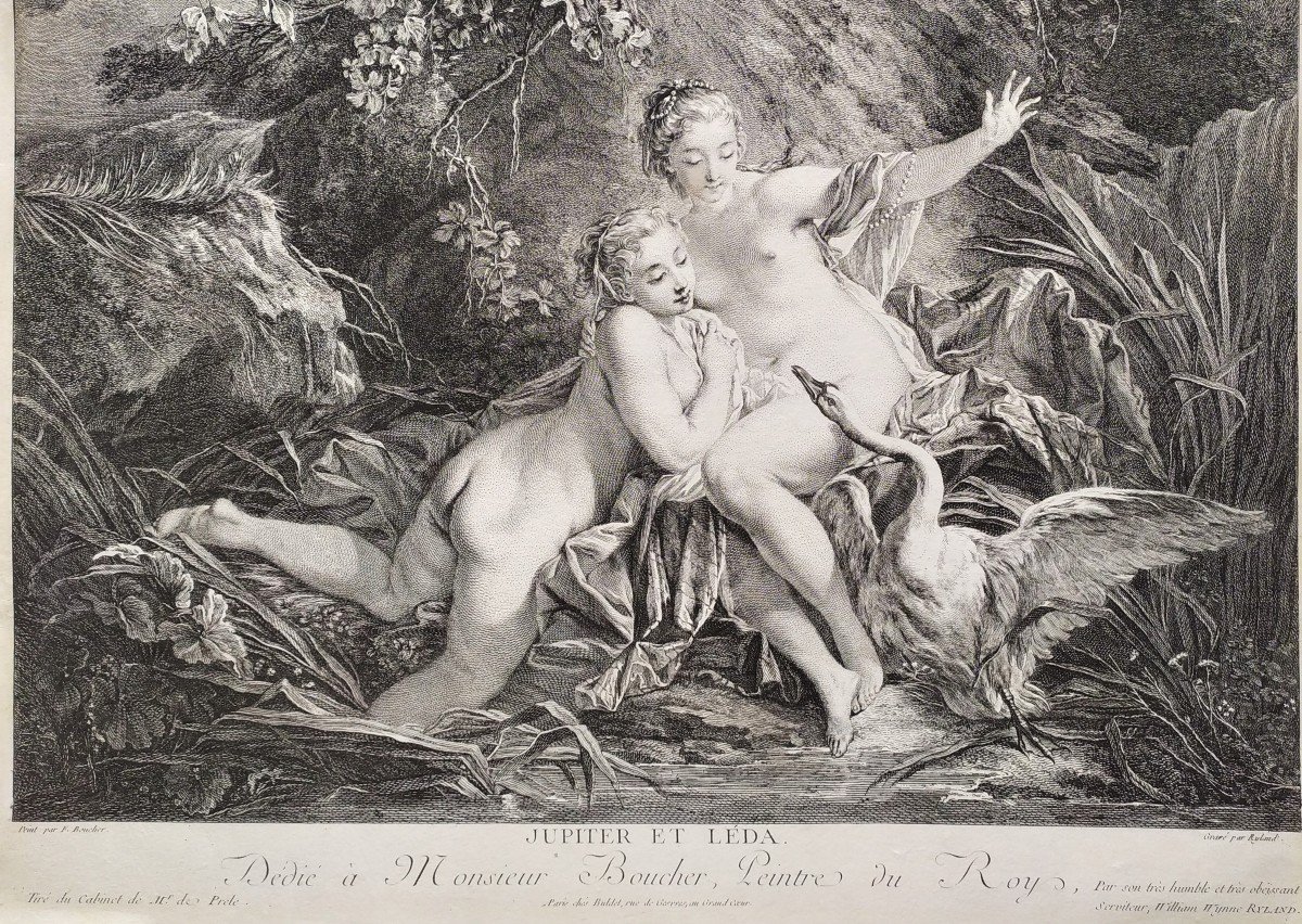 Nu Jupiter Et Léda Gravure Mythologique d'Après F. Boucher-photo-4