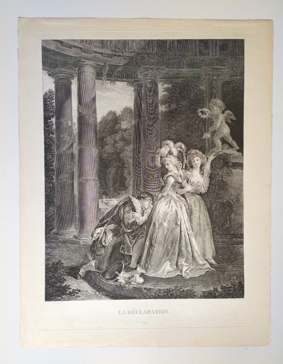 The Declaration Romantic Etching After Fragonard 19th C -photo-2