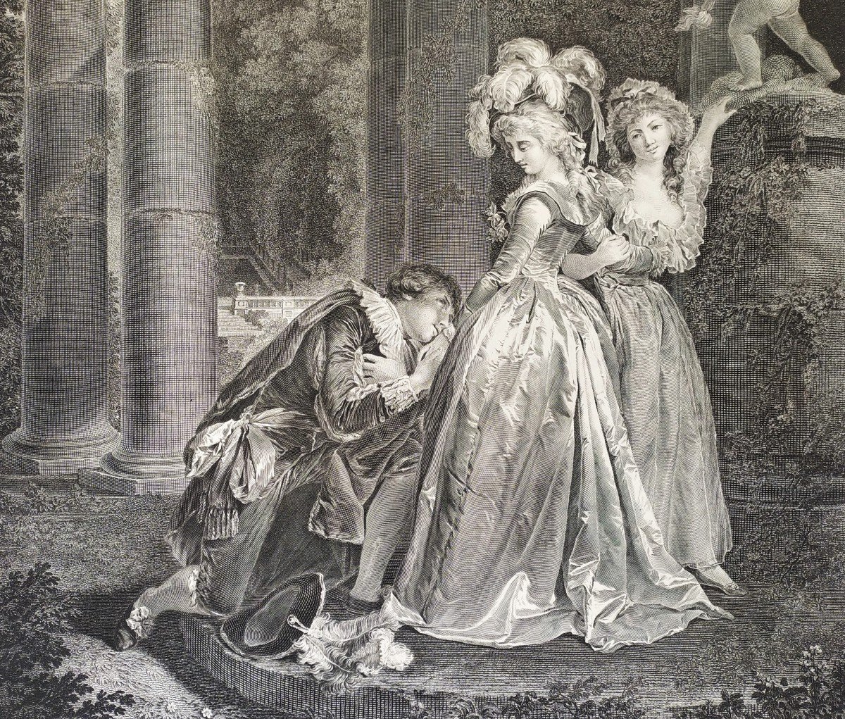 The Declaration Romantic Etching After Fragonard 19th C -photo-1