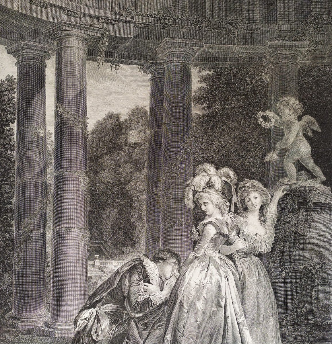 The Declaration Romantic Etching After Fragonard 19th C -photo-3