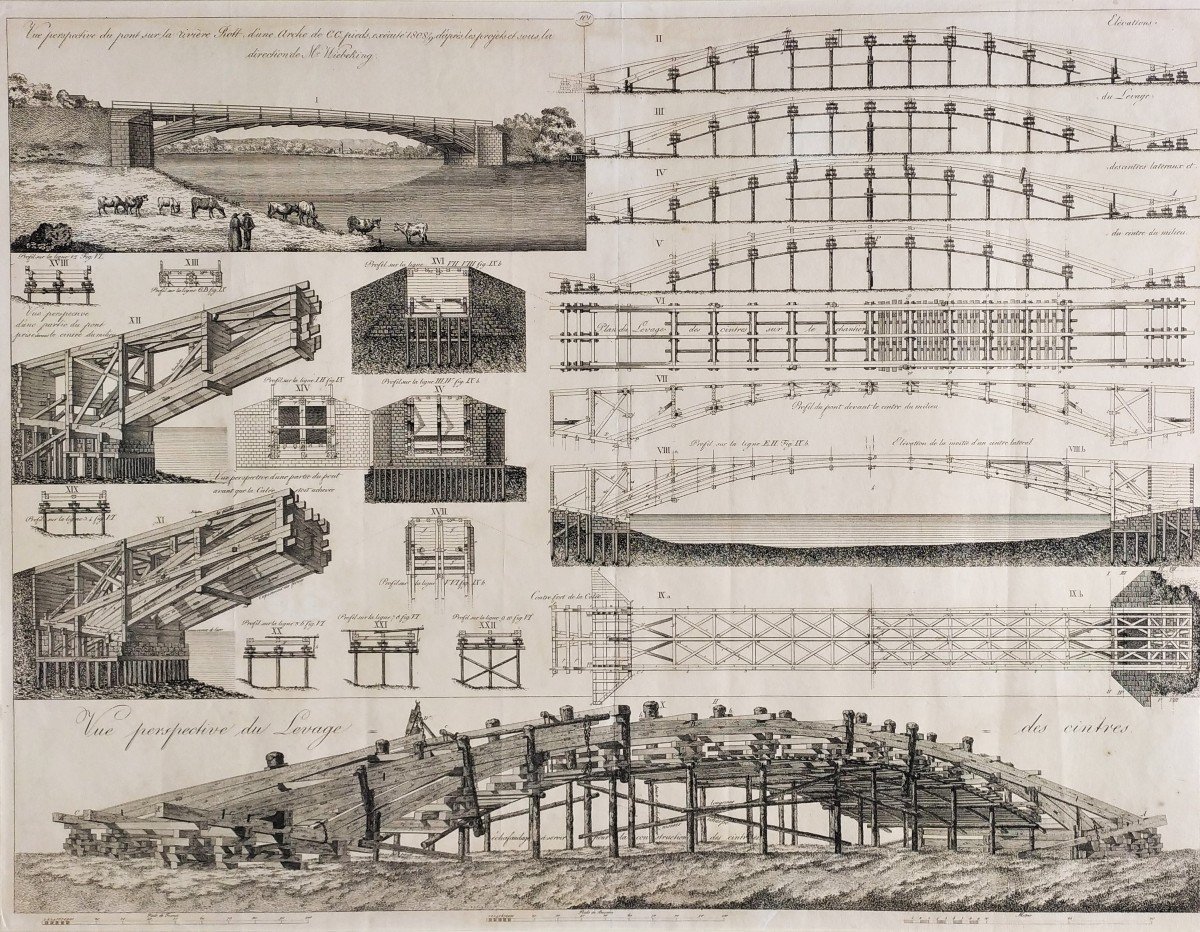 Carl Friedrich Von Wiebeking  Vues Perspective Du Pont Sur La Rivière Rotte, 1808/1809-photo-3
