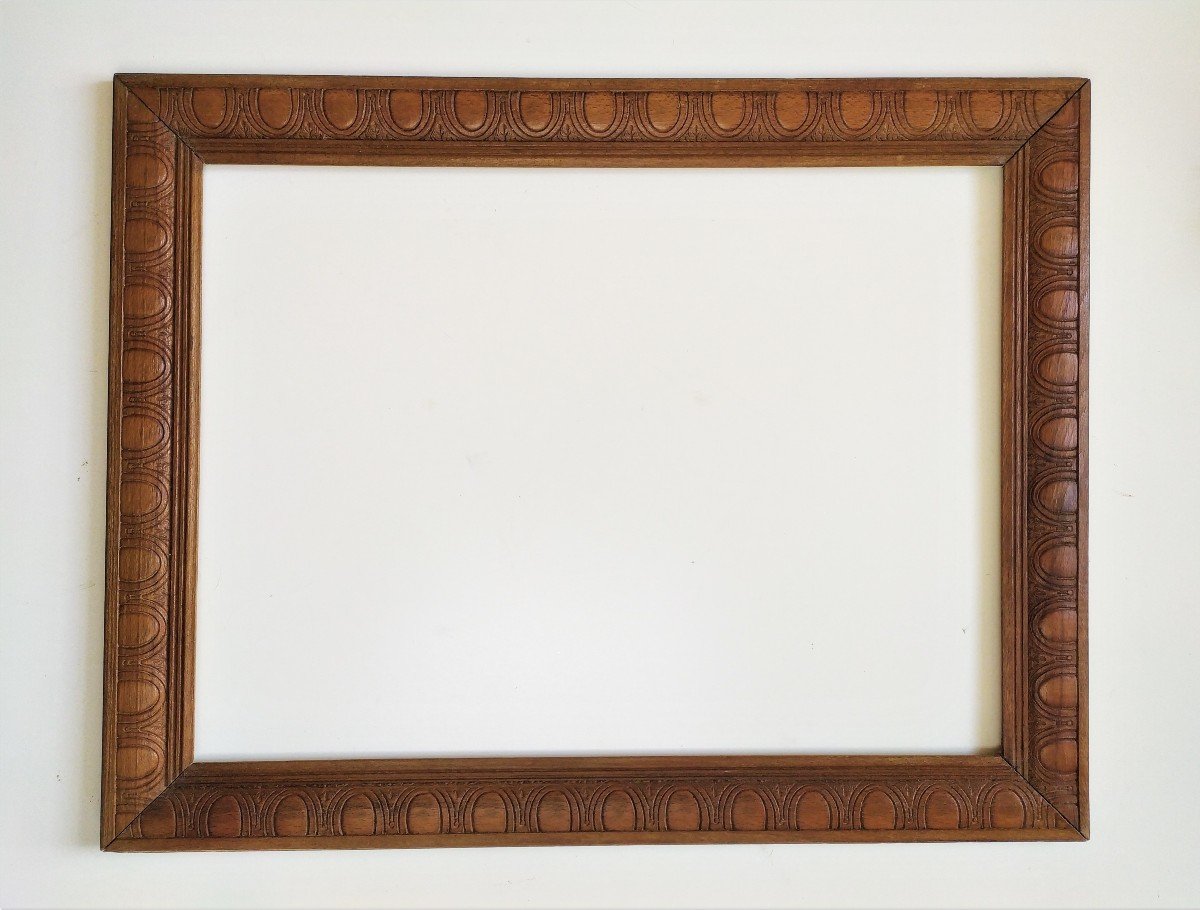 Picture Ornate Frame For Painting Etching Or Mirror Mid Century Carved Wood-photo-3