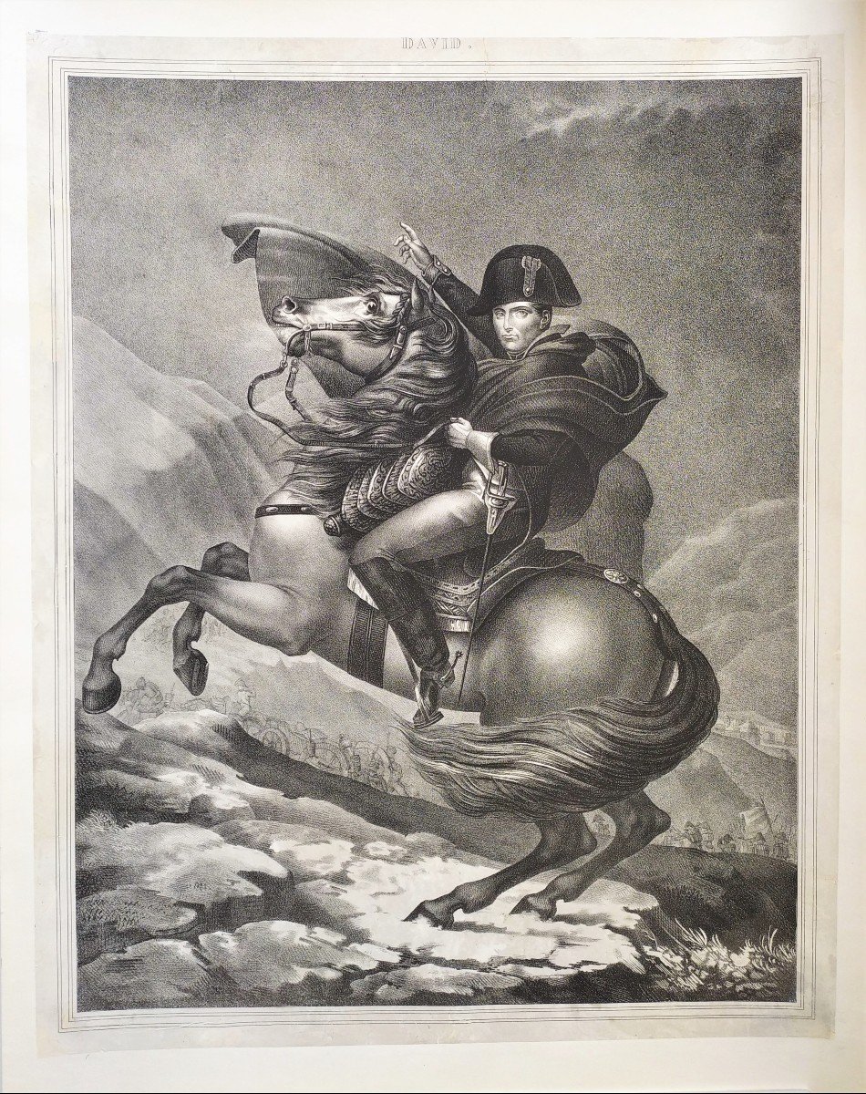 Napoléon Bonaparte à Cheval Lithographie d'Après David-photo-2