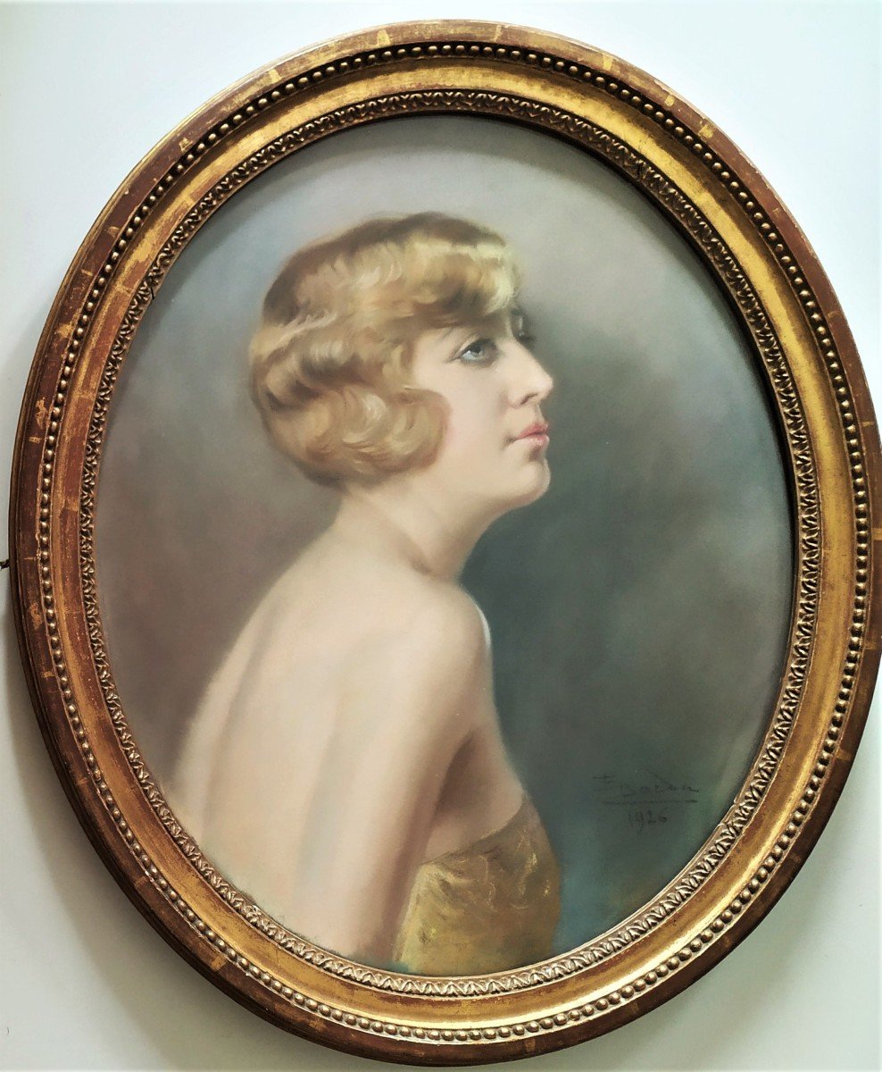 Pastel Woman Portrait By Spanish Painter Enrique Dorda Y Rodriguez