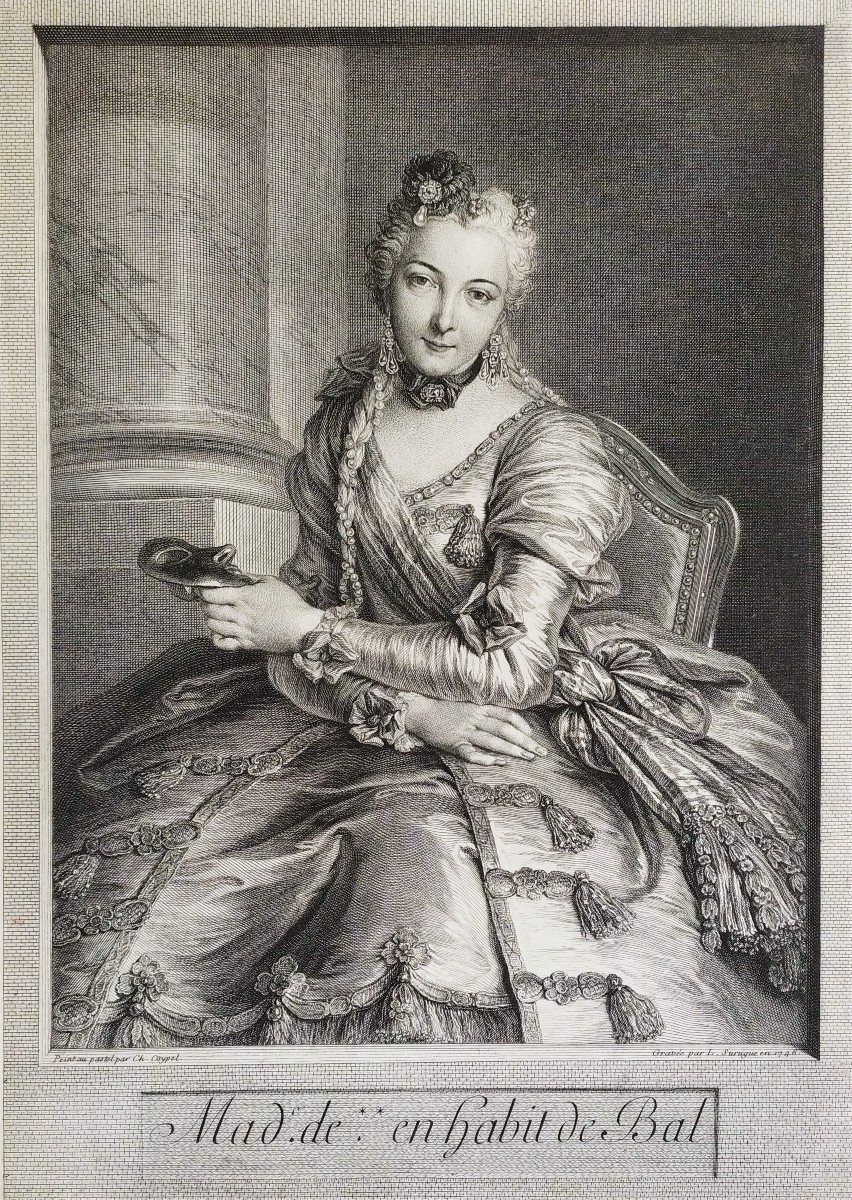 Portrait De Femme En Habit De Bal Gravure 18ème