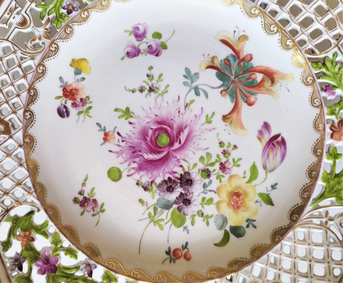 Saxe Porcelain Plate With Openwork Edge  19th C-photo-4