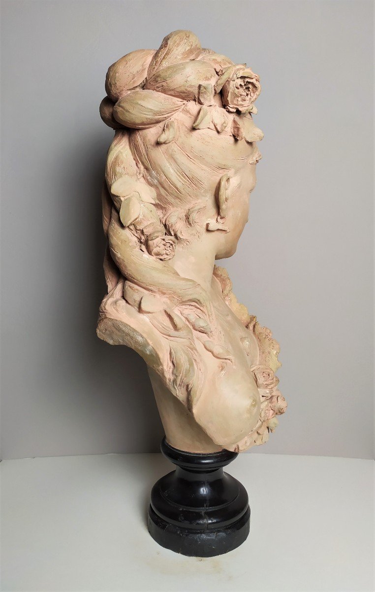 Buste De Femme Sculpture 19ème Terre Cuite Par Adolphe Maubach-photo-2
