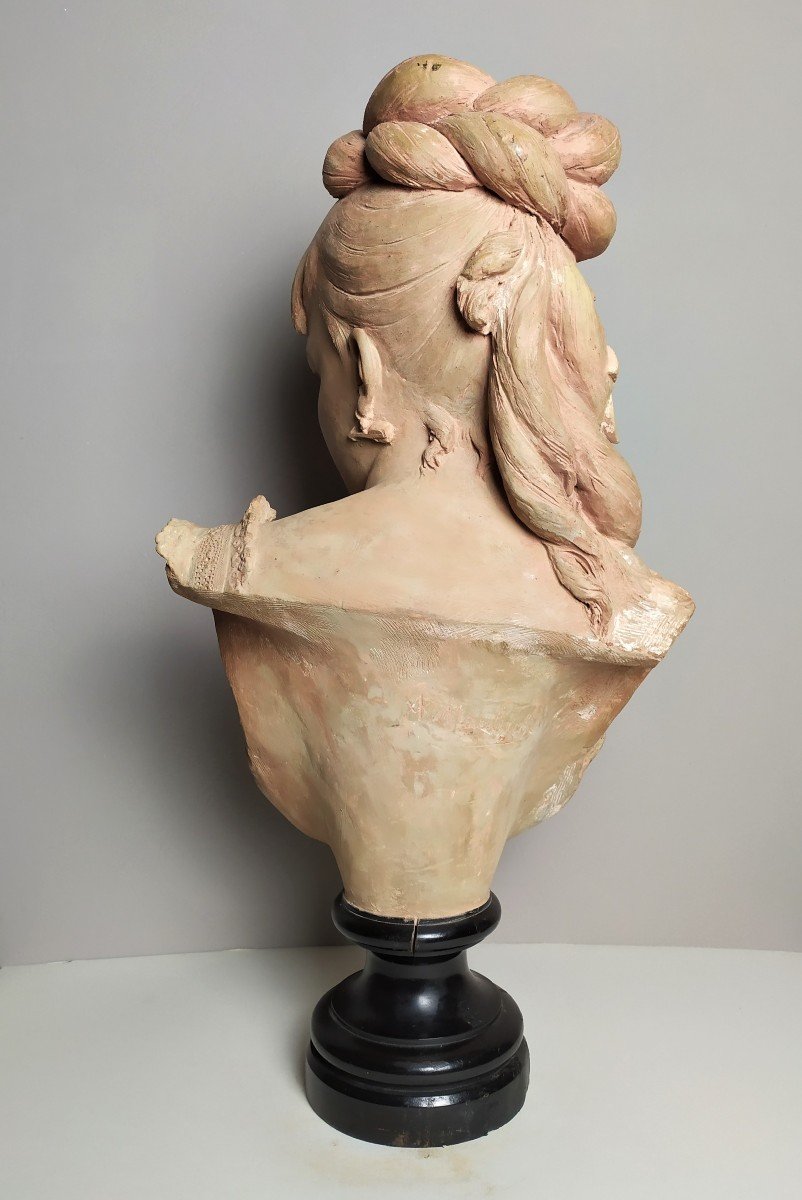Buste De Femme Sculpture 19ème Terre Cuite Par Adolphe Maubach-photo-3