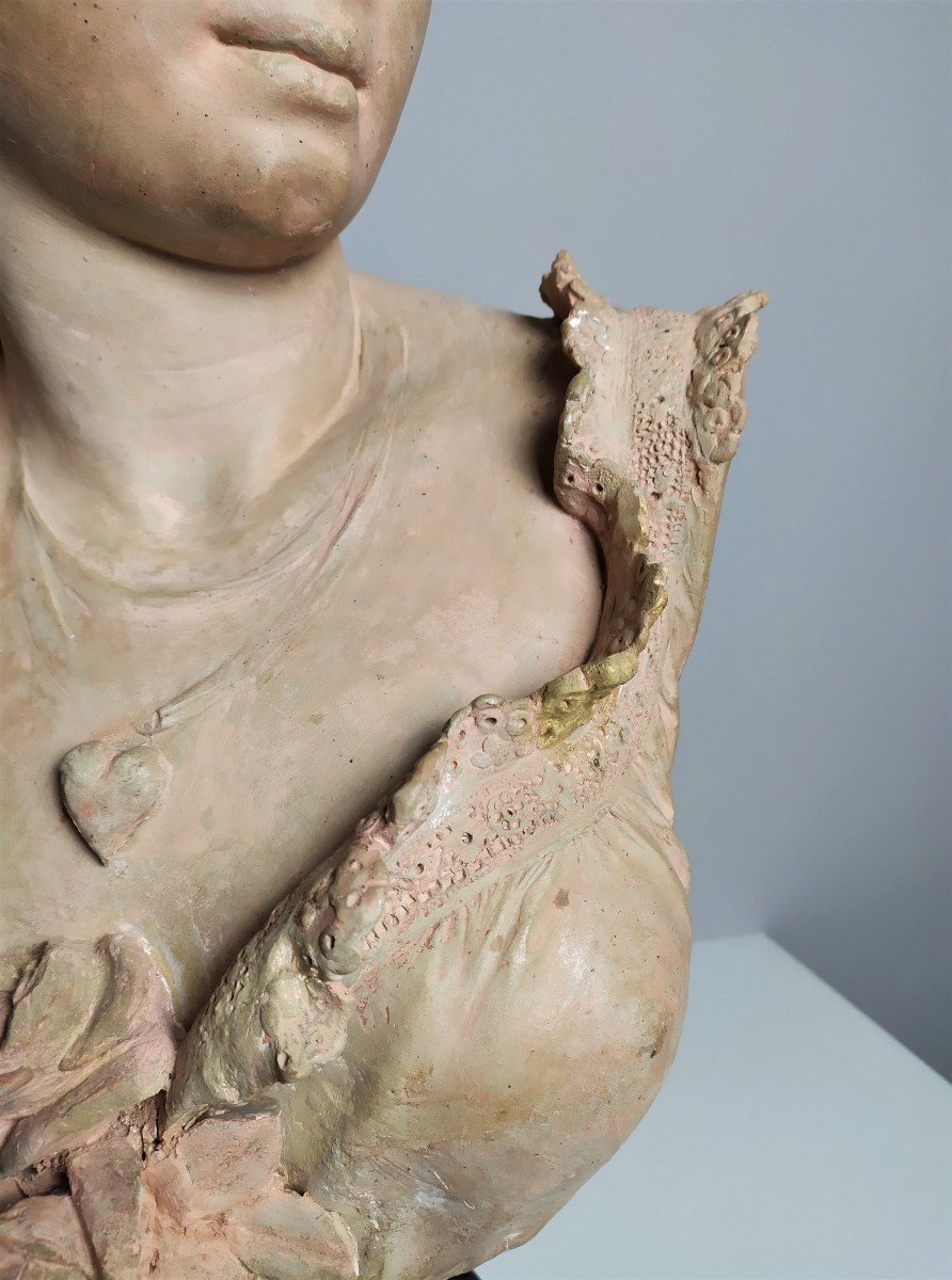 Buste De Femme Sculpture 19ème Terre Cuite Par Adolphe Maubach-photo-4