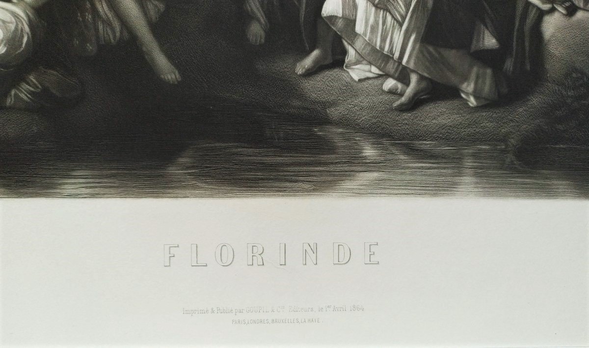 Grande Gravure Mythologique En Parfait état -photo-4