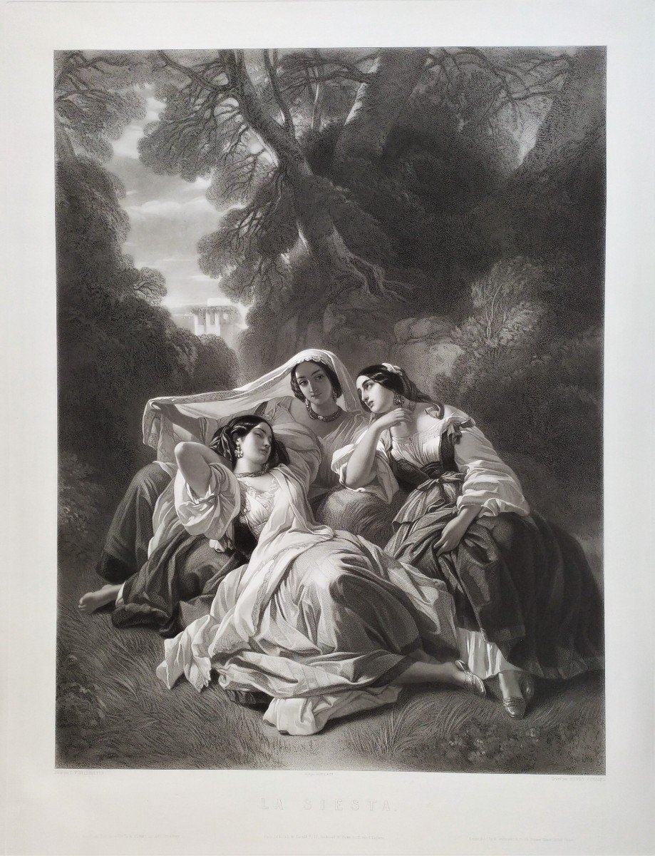Femmes Italiennes Gravure d'Après Winterhalter 19ème-photo-2