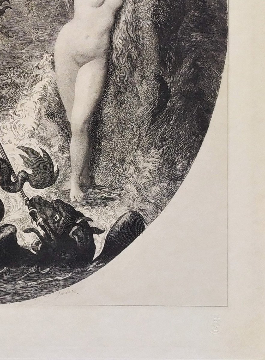 Mythological Etching Roger Delivering Angelique Engraving After Ingres-photo-5