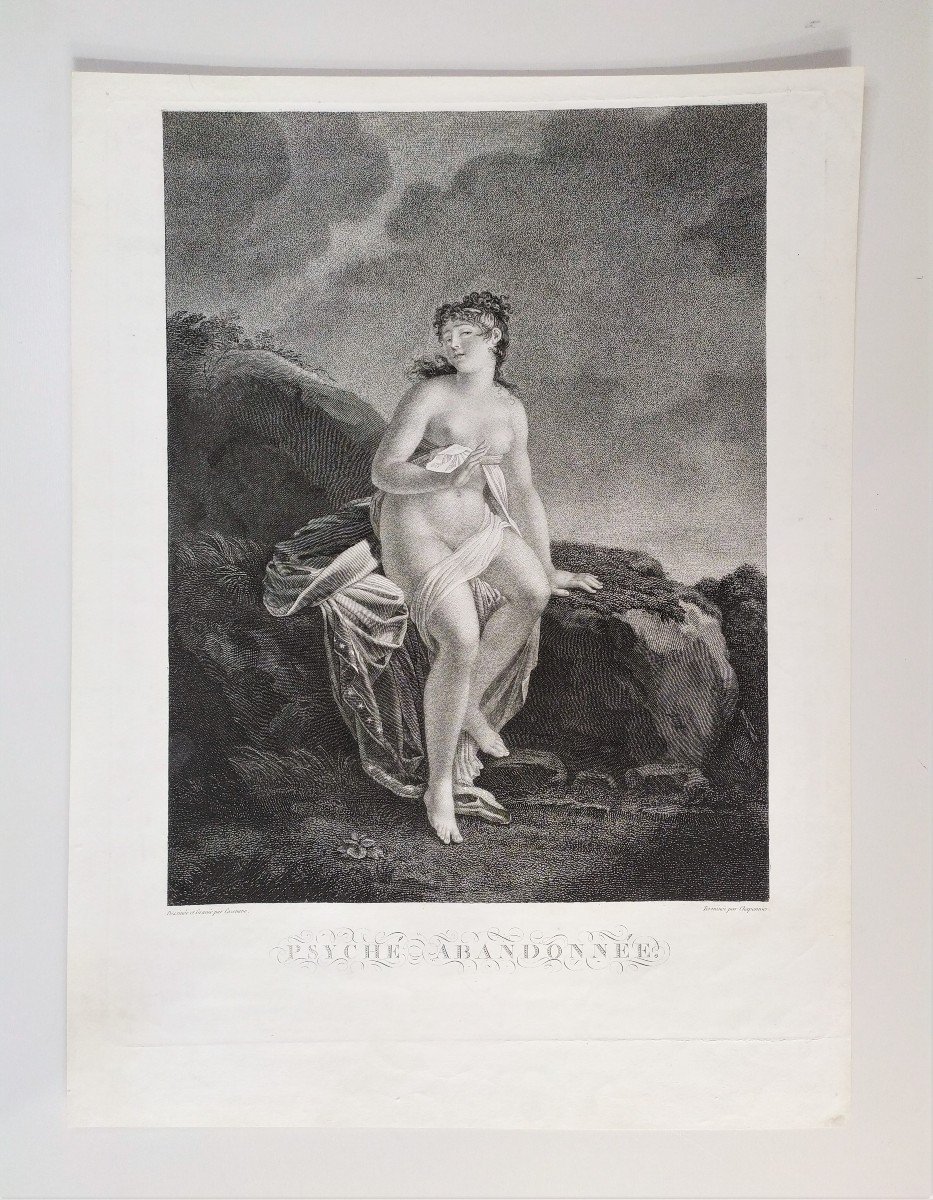 Nude Psyche Mythological Engraving Etching Old Print-photo-2