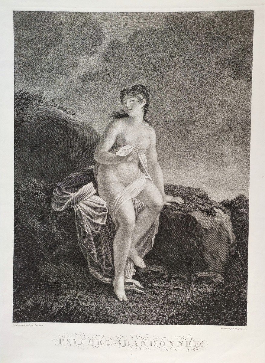  Nude Psyche Mythological Engraving Etching Old Print-photo-3