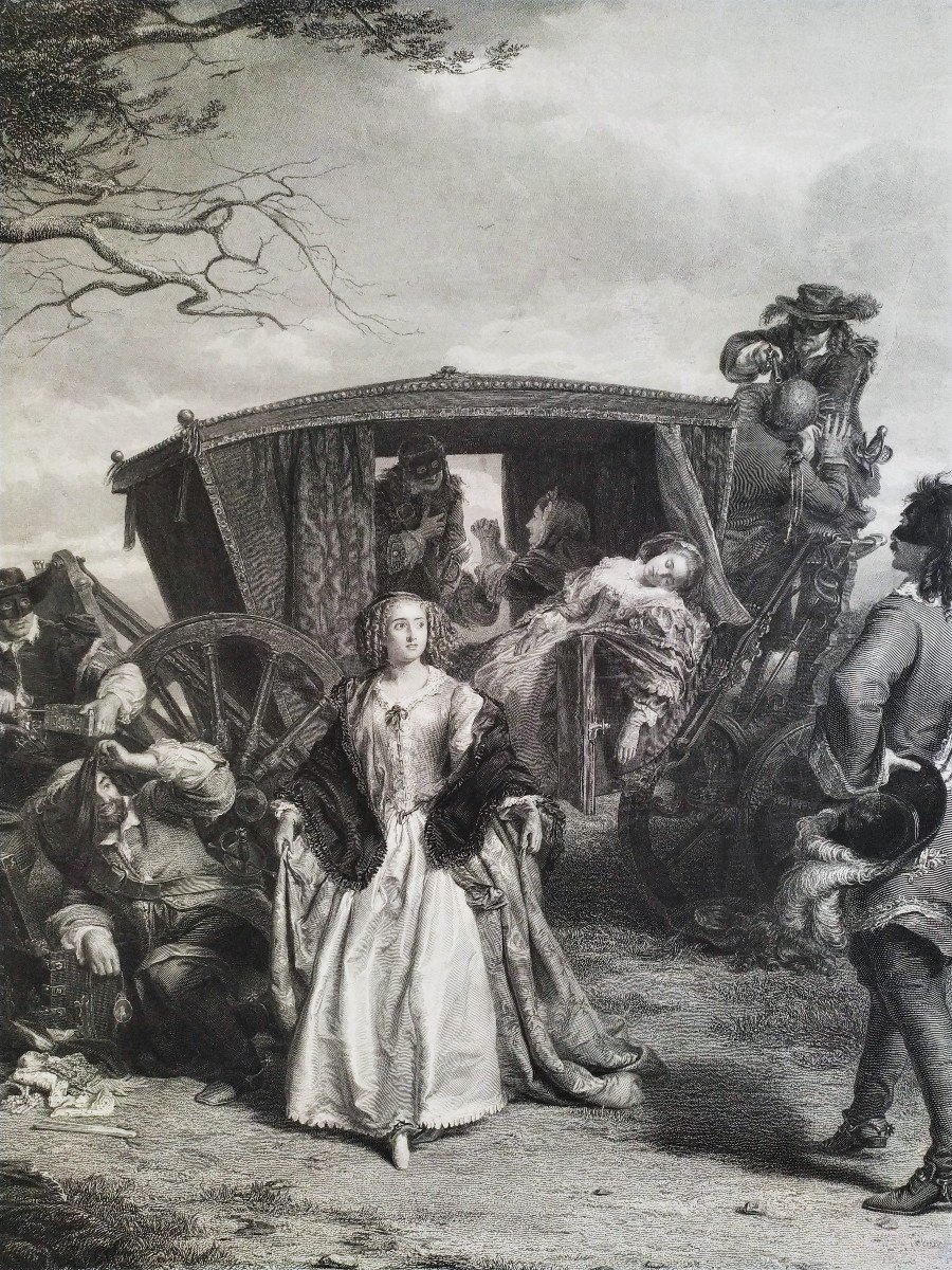 Guet-apens Claude Duval Etching Old Bild Engraving By Lumb Stocks After William Powell Frith-photo-2