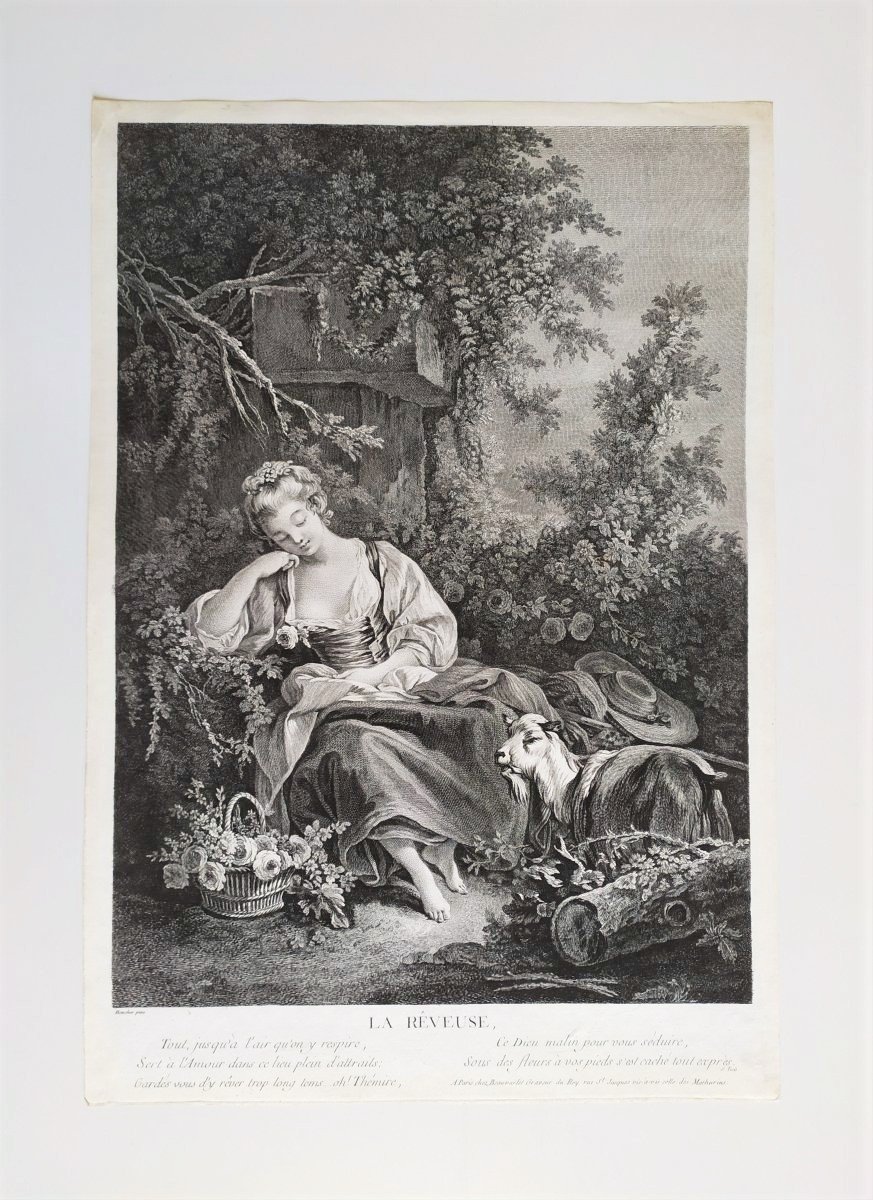 Etching Engraving  Old Print After François Boucher 18th C-photo-2