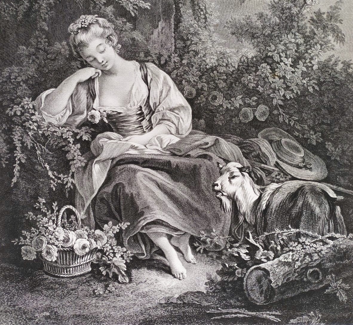Etching Engraving  Old Print After François Boucher 18th C-photo-2