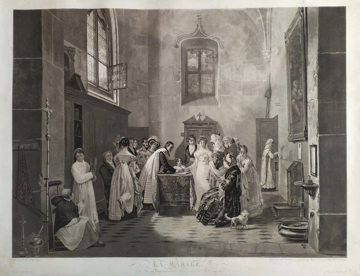 La Mariée Aquatint Etching Engraved By Debucourt-photo-2
