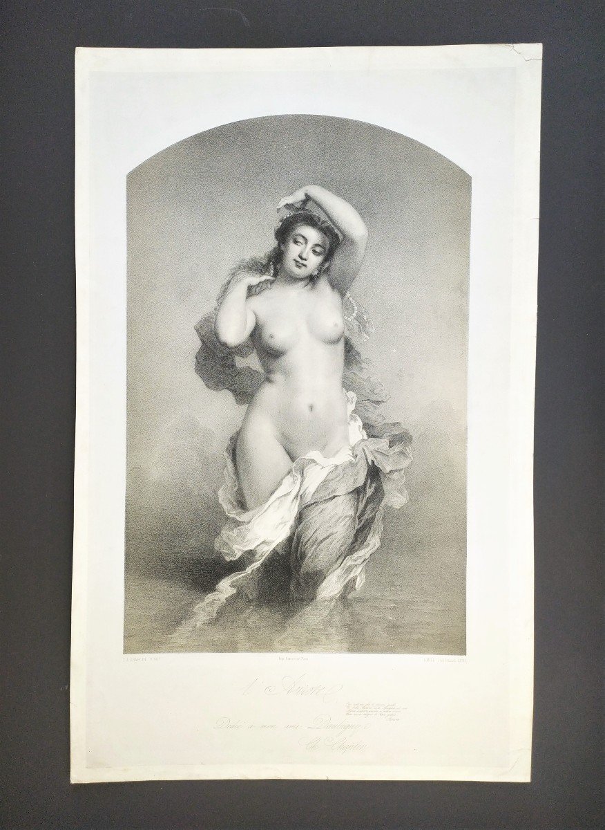 Aurora Greek Mythology Lithograph 19th C Print-photo-2