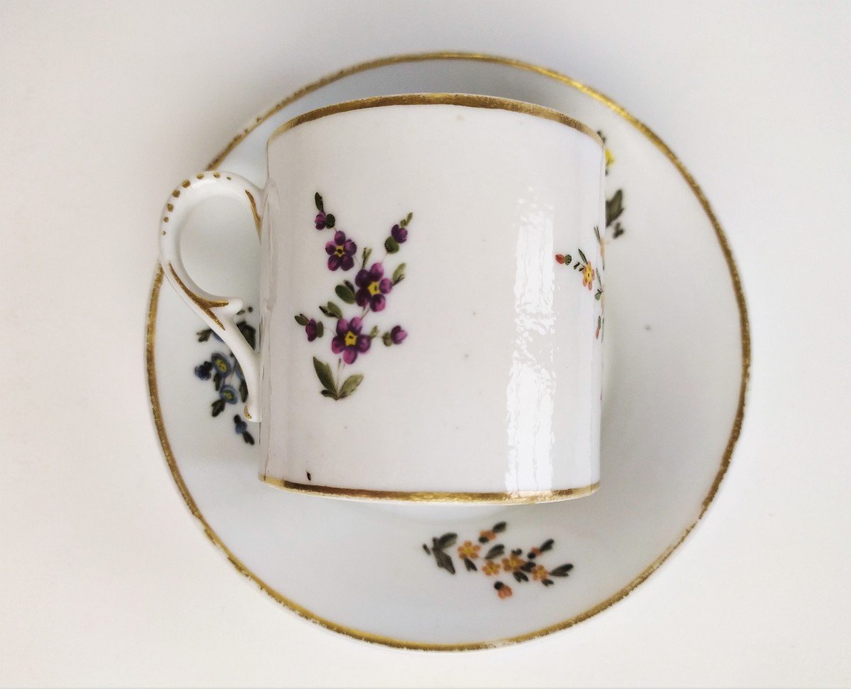 Paris Porcelain Cup And Saucer Hand Painted Decor 19th C-photo-3