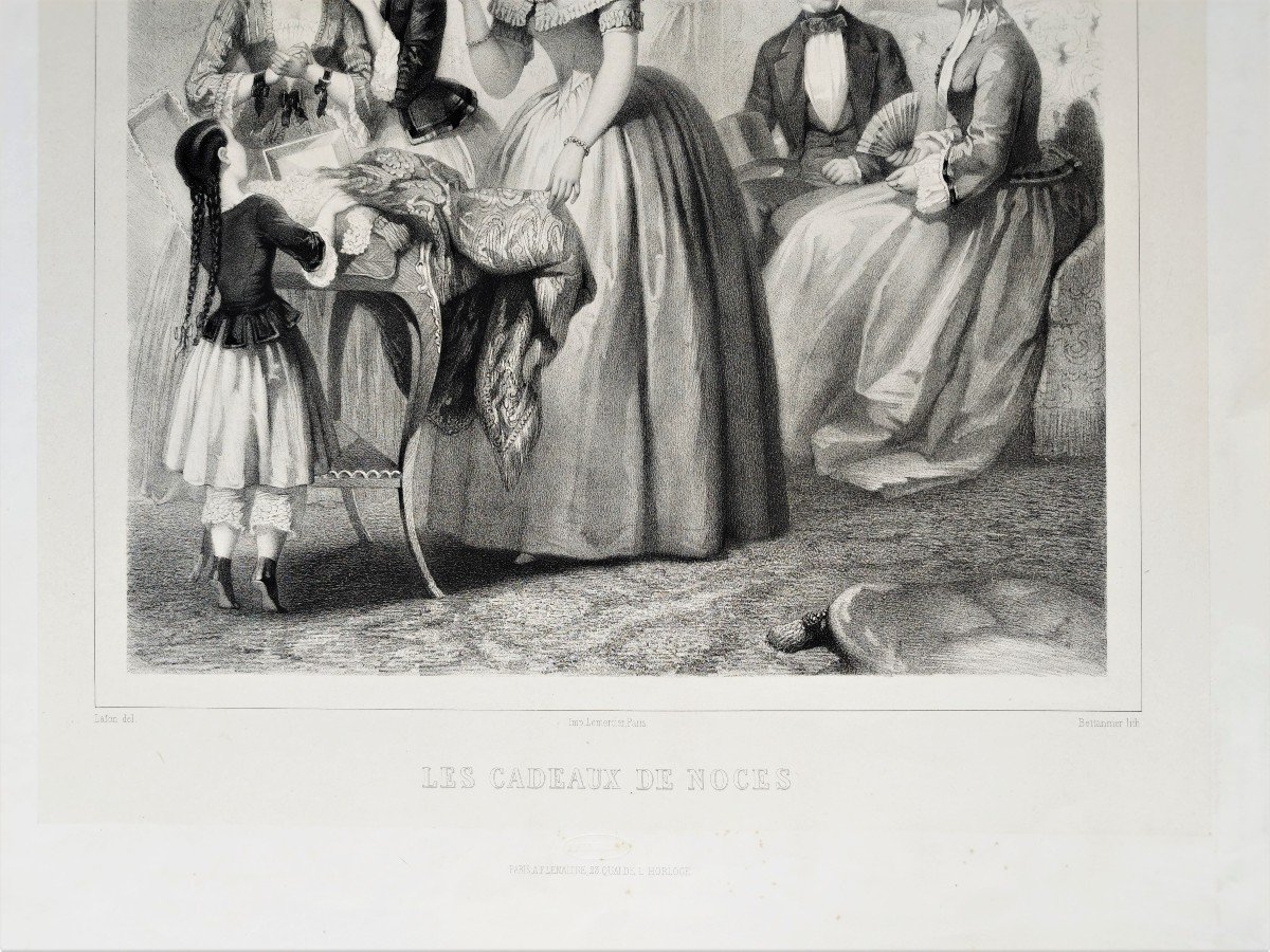 Les Cadeaux De Noces Lithographie 19ème-photo-4
