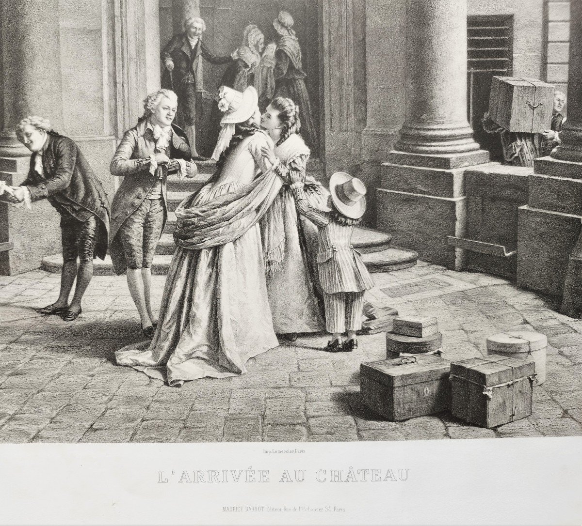 l'Arrivée Au Château Très Grande Lithographie Par Pirodon-photo-3