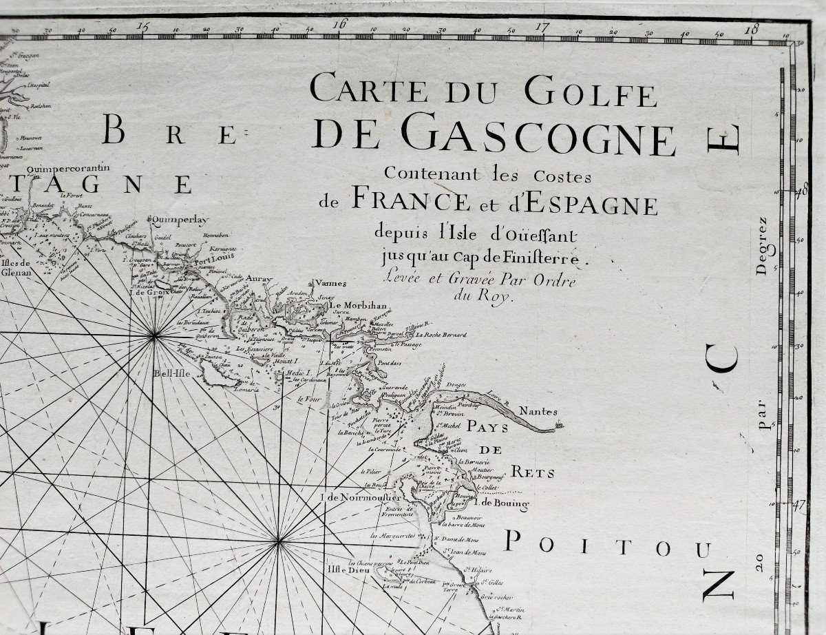 Carte Du Golfe De Gascogne Gravure XVIIIème-photo-2