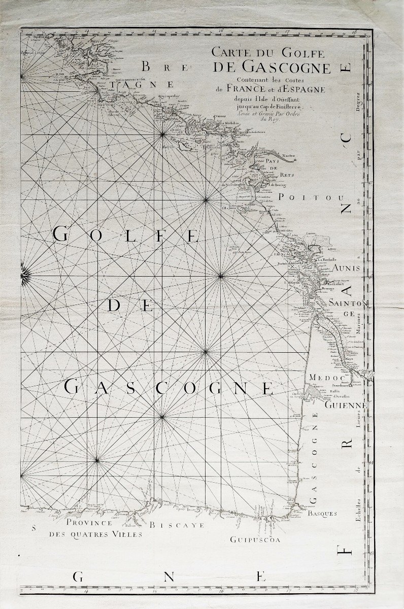 Carte Du Golfe De Gascogne Gravure XVIIIème