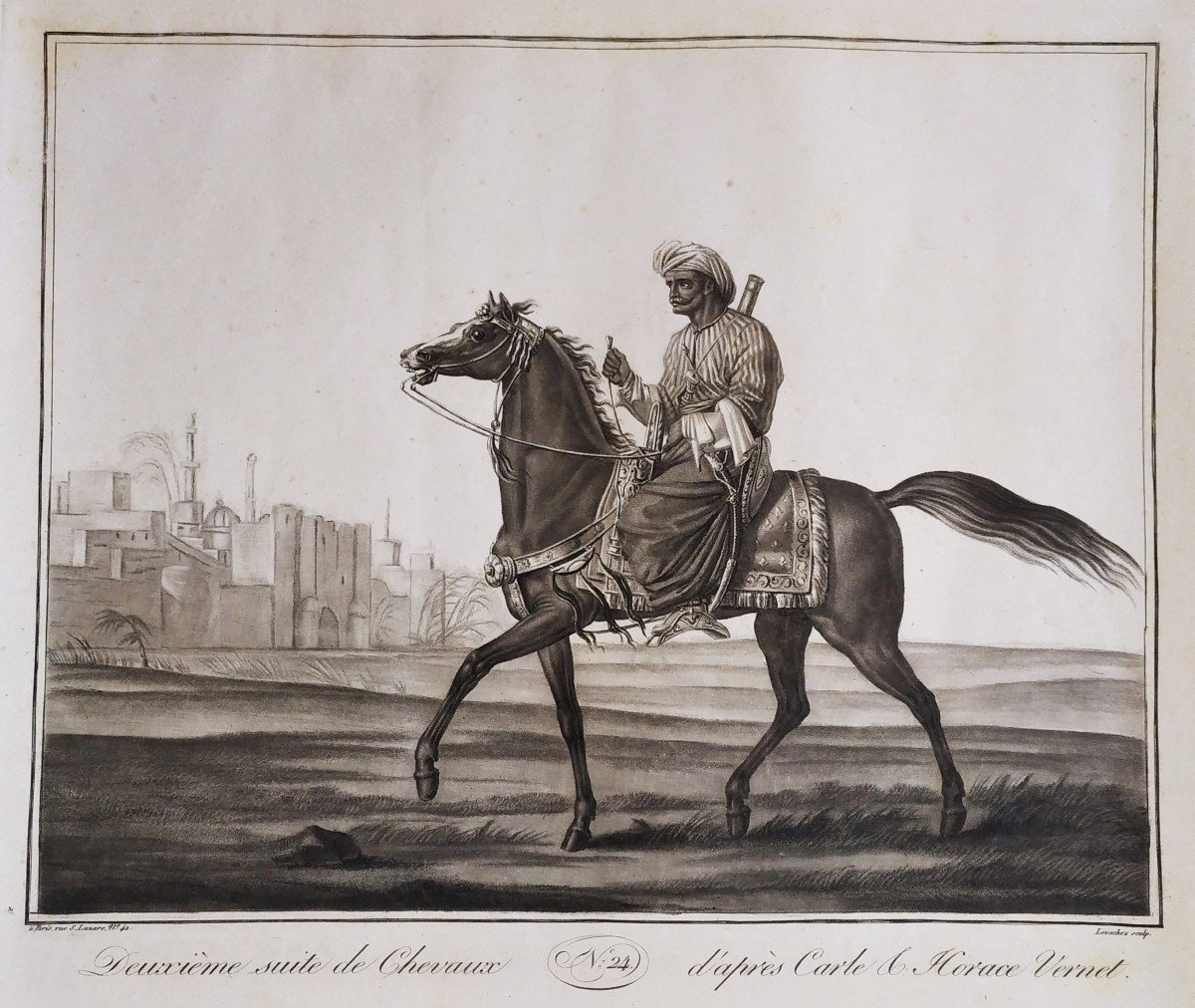 Mamelouk Sur Cheval Arabe d'Après Carle Et Horace Vernet Gravure Orientaliste-photo-3