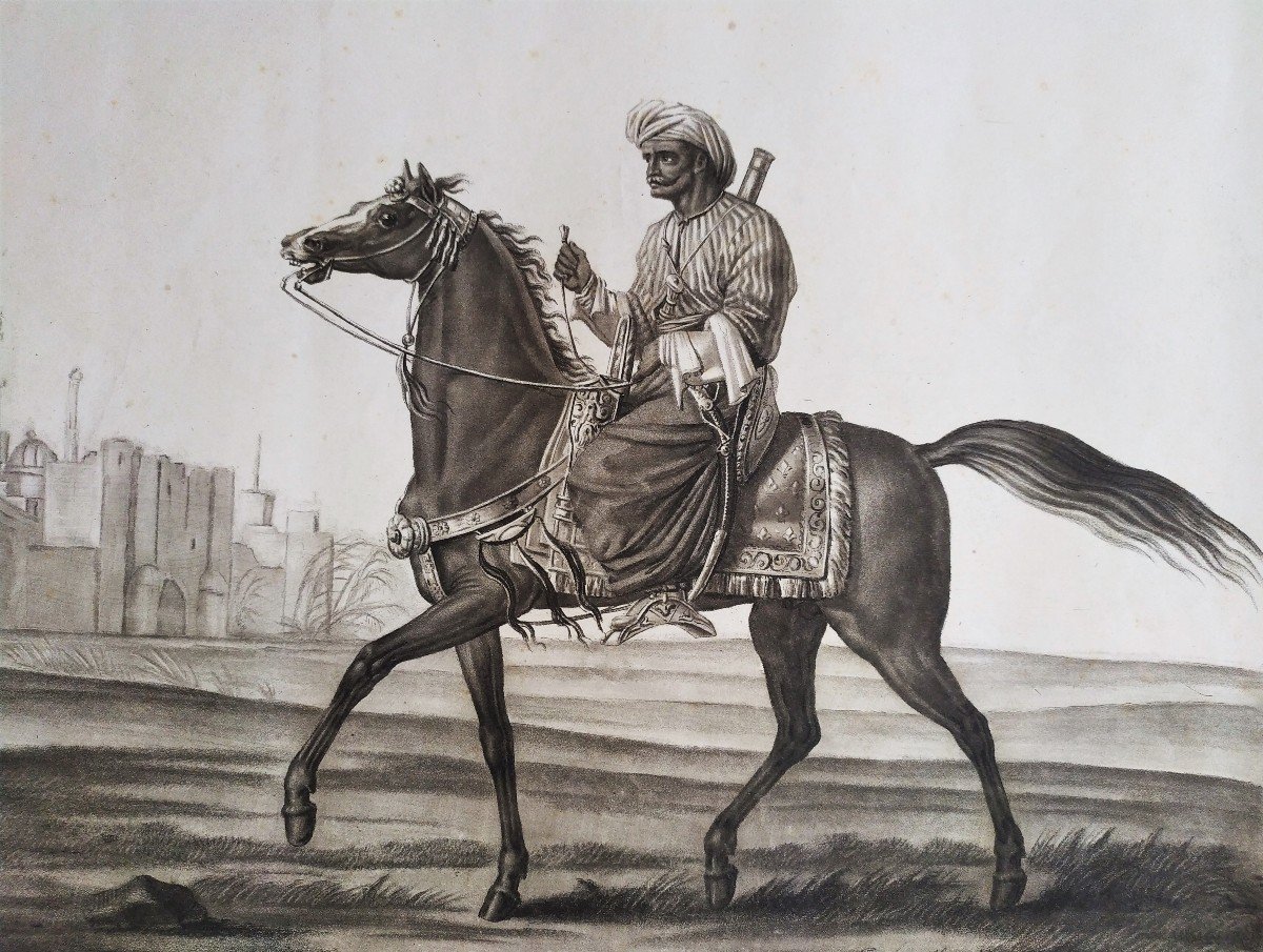Mamelouk Sur Cheval Arabe d'Après Carle Et Horace Vernet Gravure Orientaliste-photo-1