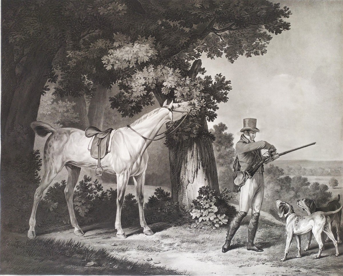 Gravure De Chasse par Debucourt d'Après Carle Vernet -photo-4