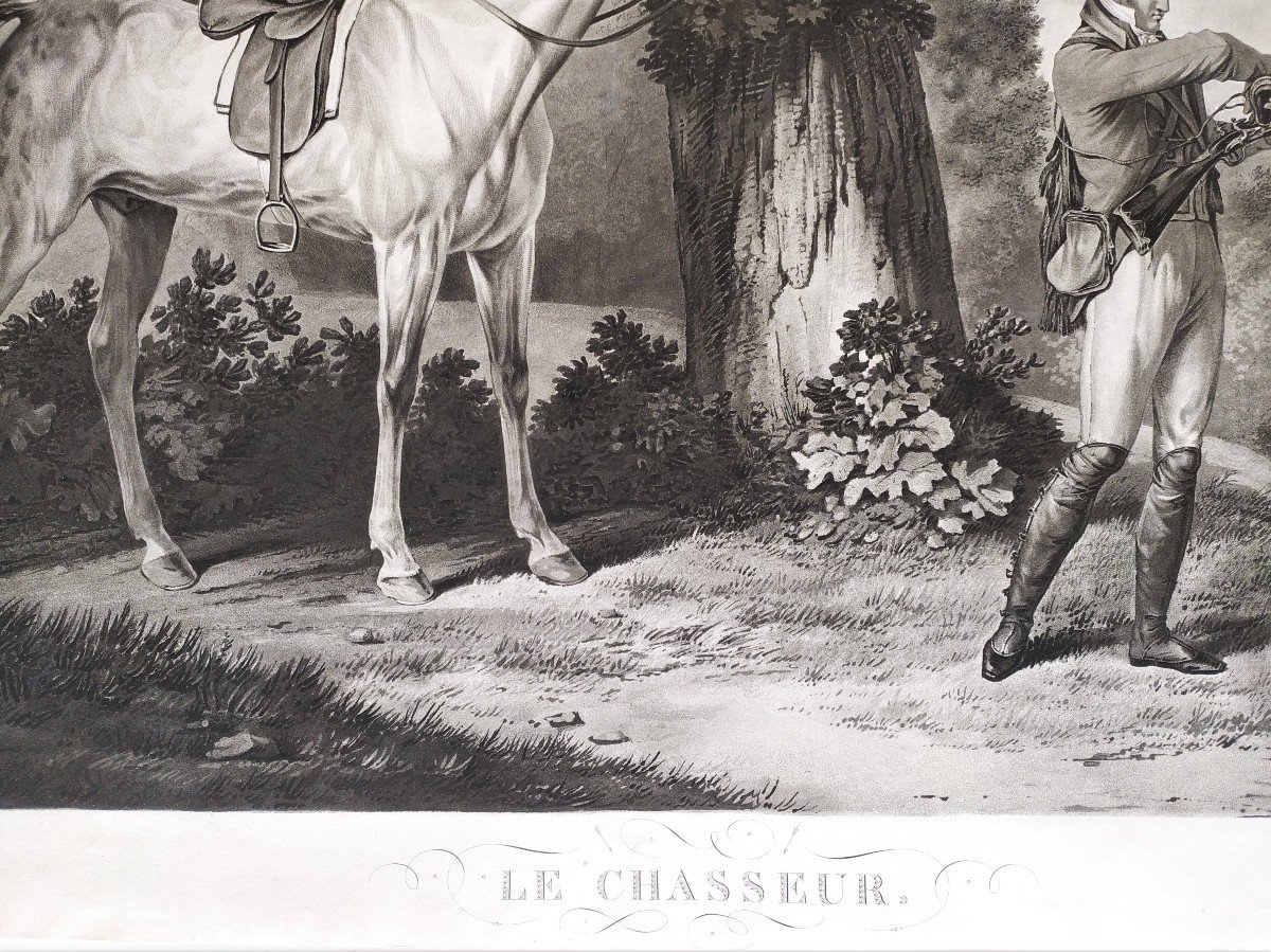Gravure De Chasse par Debucourt d'Après Carle Vernet -photo-3