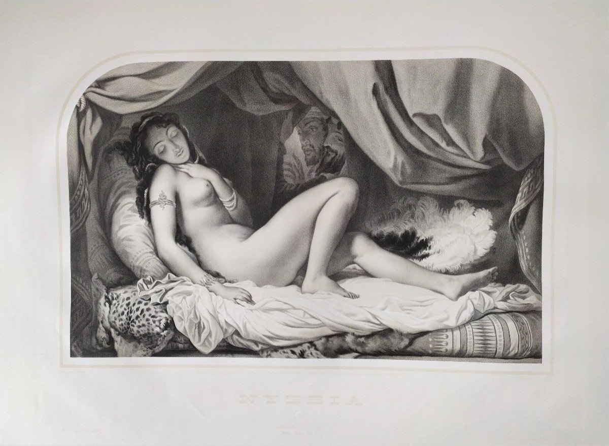 Female Nude Oriental Woman Orientalist Print 19th Harem-photo-2