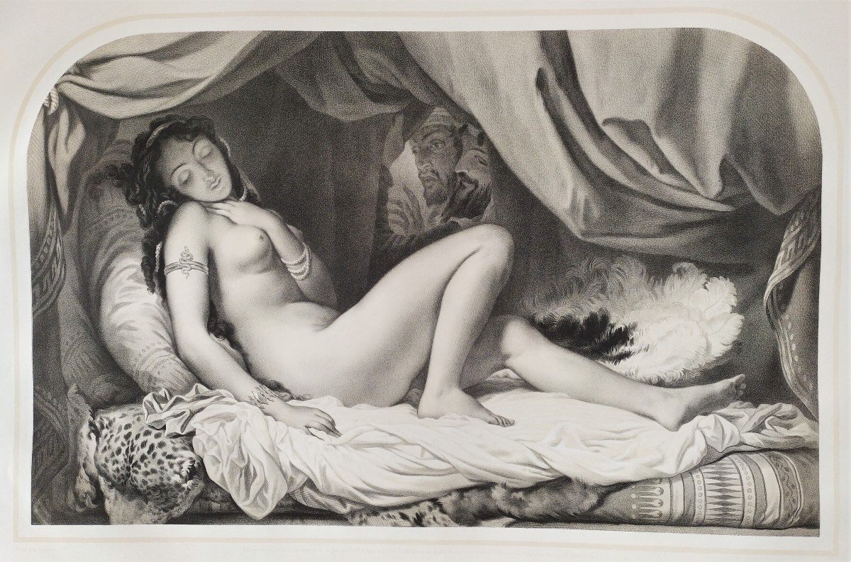 Female Nude Oriental Woman Orientalist Print 19th Harem-photo-2