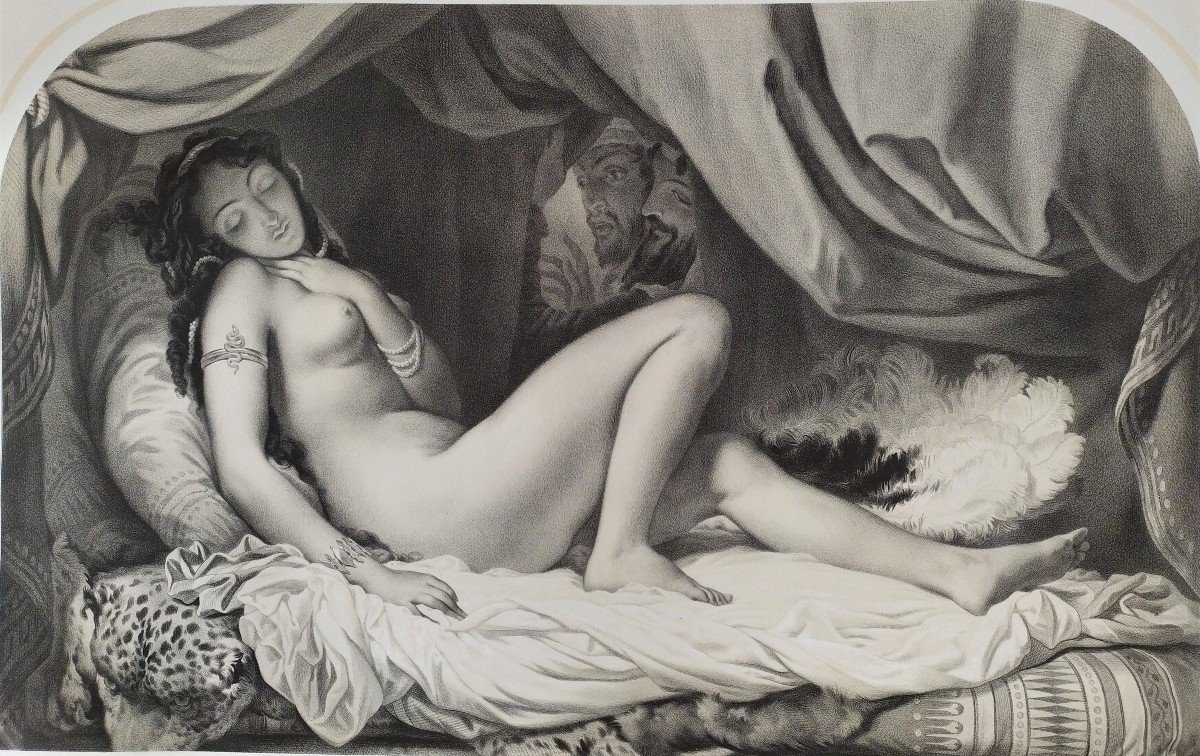 Female Nude Oriental Woman Orientalist Print 19th Harem-photo-3