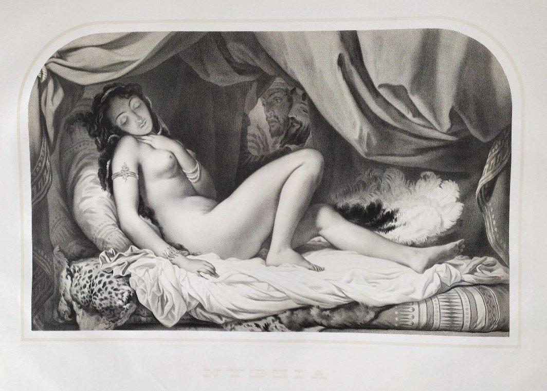 Female Nude Oriental Woman Orientalist Print 19th Harem