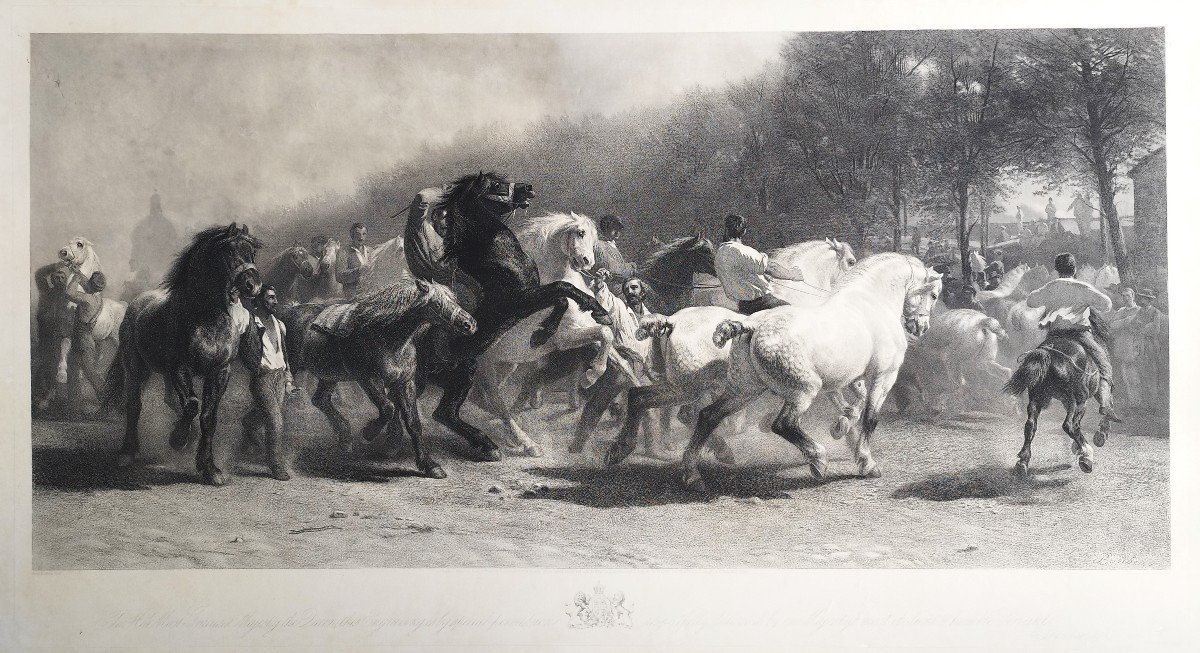  Le Marché Aux Chevaux Grande Gravure d'Après Rosa Bonheur gravé par Thomas Landseer-photo-3