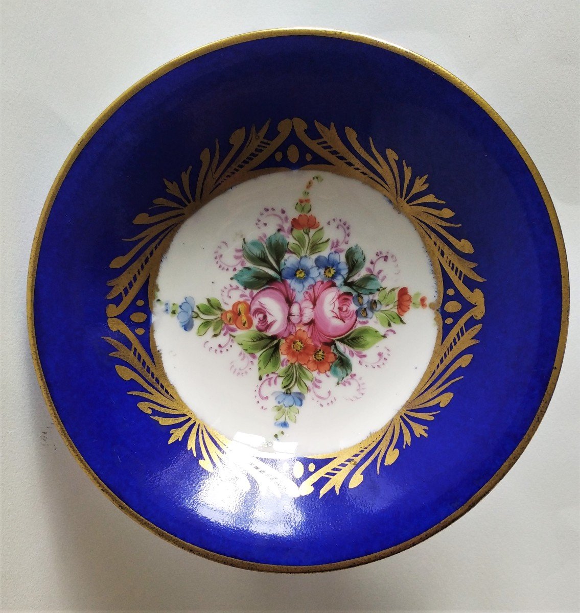 Pedestal Dish Hand Painted Paris Porcelain Serving Bowl Victorian Tableware 19th C-photo-3