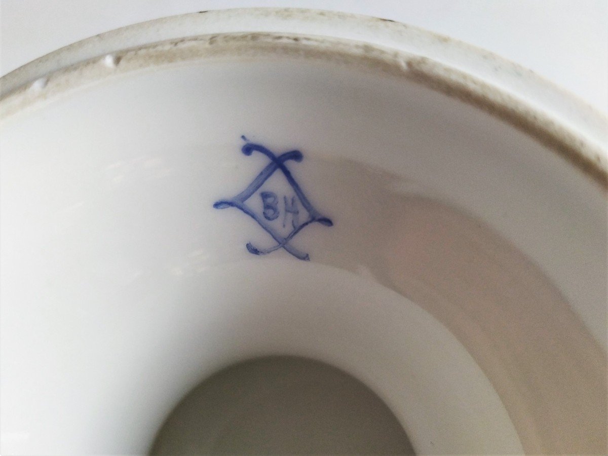 Pedestal Dish Hand Painted Paris Porcelain Serving Bowl Victorian Tableware 19th C-photo-1