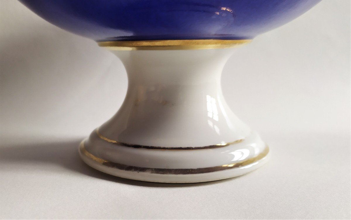 Pedestal Dish Hand Painted Paris Porcelain Serving Bowl Victorian Tableware 19th C-photo-3