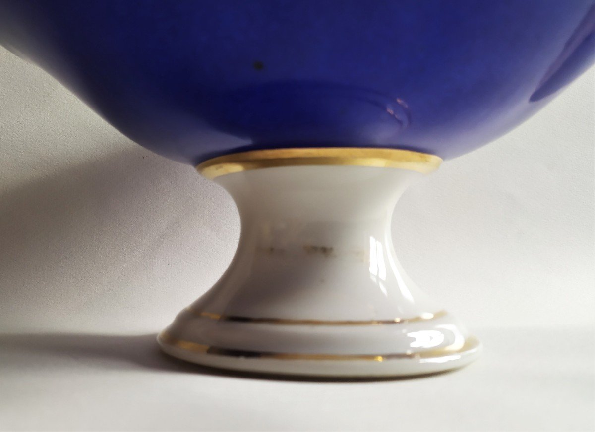 Pedestal Dish Hand Painted Paris Porcelain Serving Bowl Victorian Tableware 19th C-photo-4